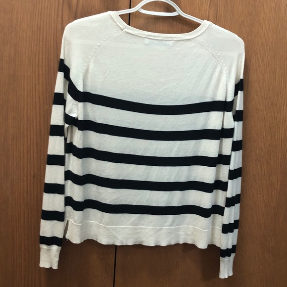 Zara preppy soft beige and black stripe long sleeve knit sweater (Size Small) - Picture 2 of 3